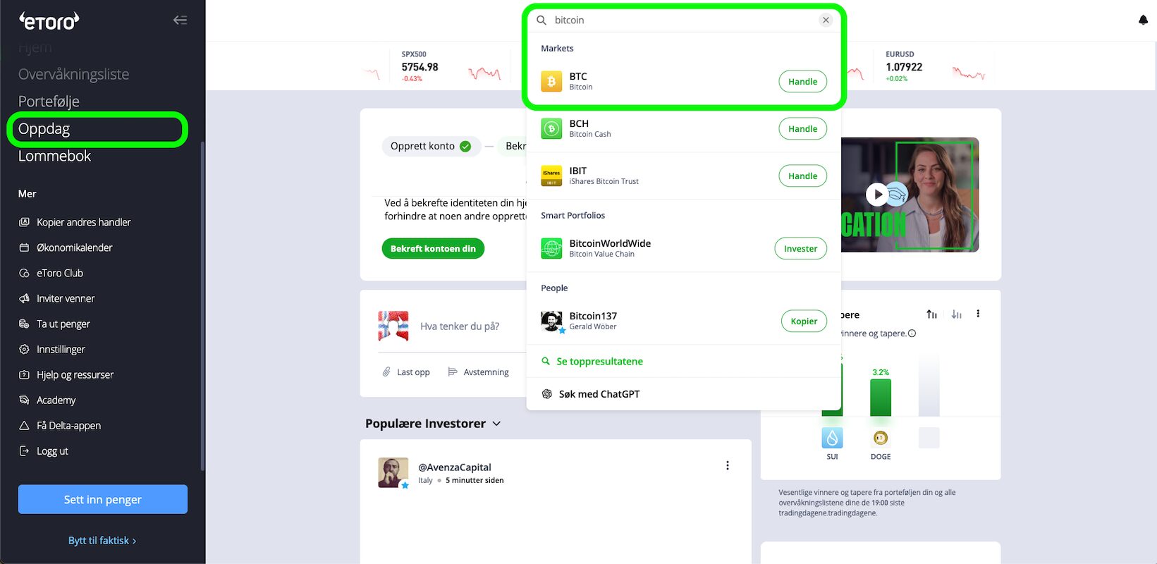Finn bitcoin markedet
